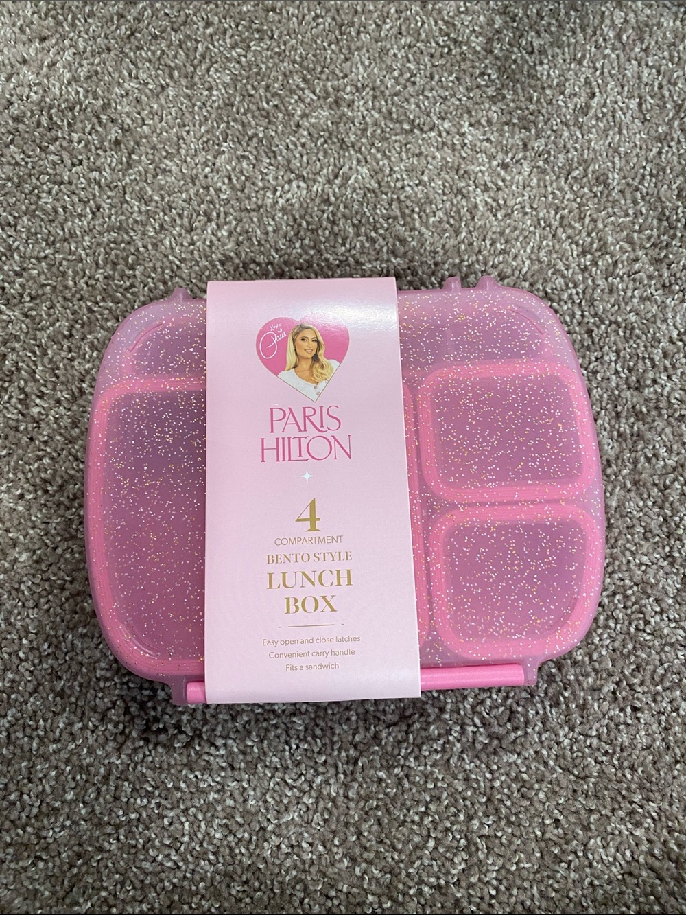 Paris Hilton Pink Glitter 4-Compartment Bento Lunch Box